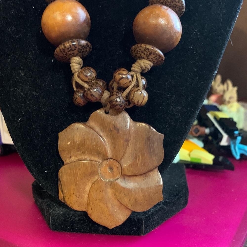 Handcrafted Wooden Flower Necklace